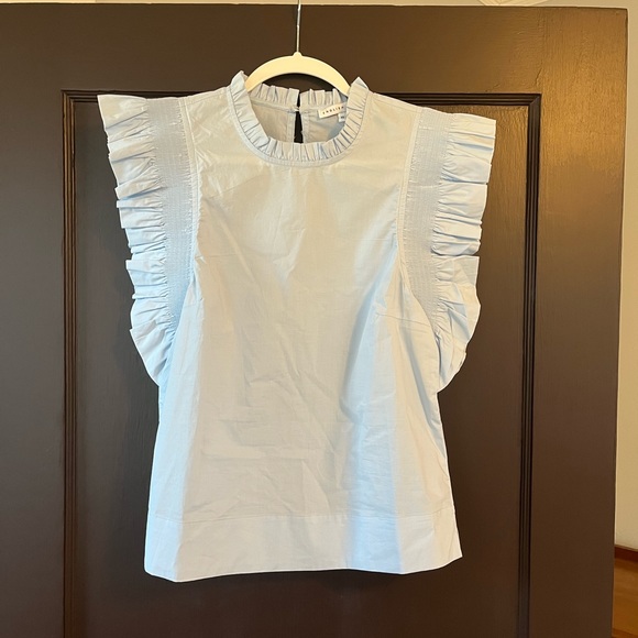 English Factory Tops - English factory cotton poplin flutter sleeve top